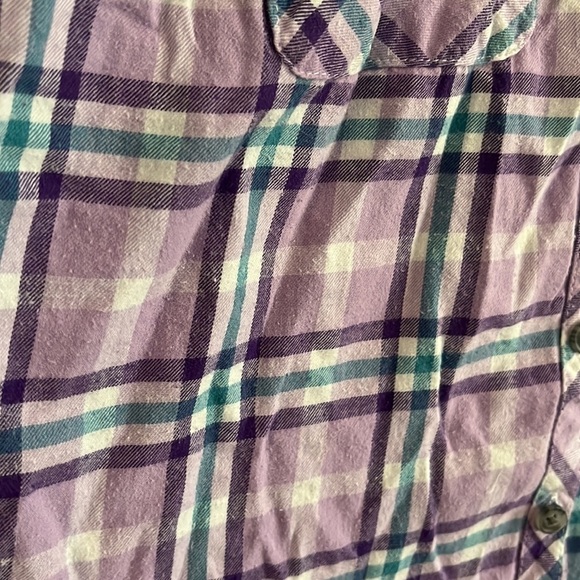 Croft & Barrow Plaid Flannel Button Down Top Purple Blue White Fall Casual M - Picture 4 of 5